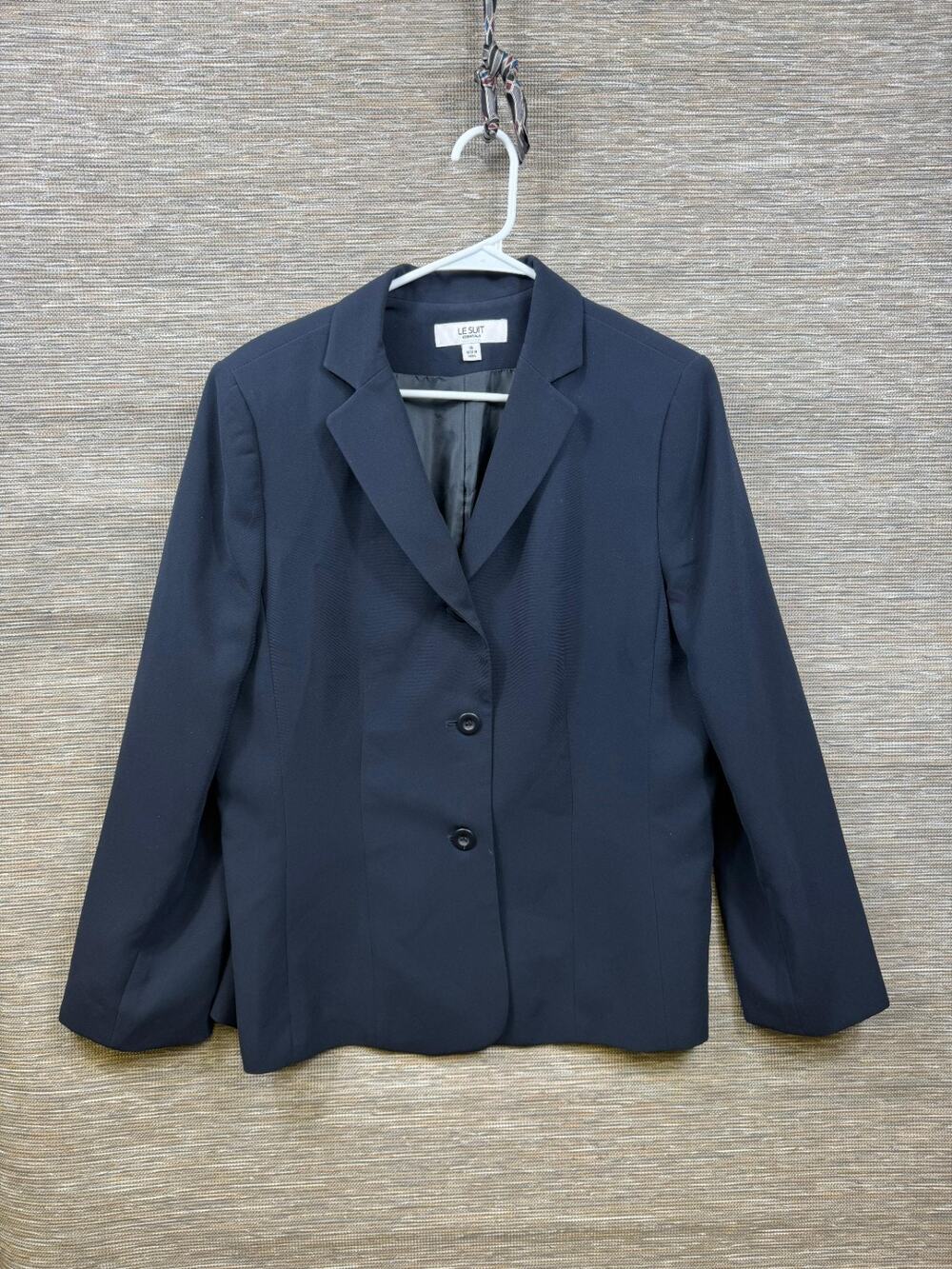 Le Suit Essentials Blazer Jacket Womens Size 16 Navy Two Button Casual Career